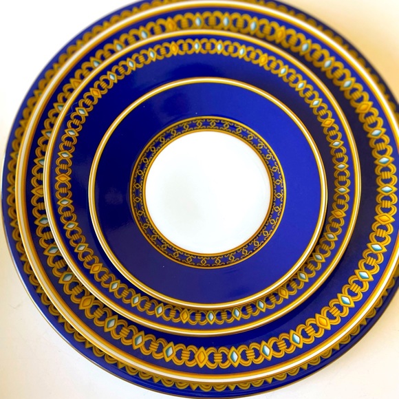 RARE VINTAGE HERMÈS COCARDE DE SOIE COMPLETE 6 PIECE PLACE SETTING - Picture 6 of 11